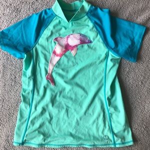 Girls Lands End swim shirt/rash guard